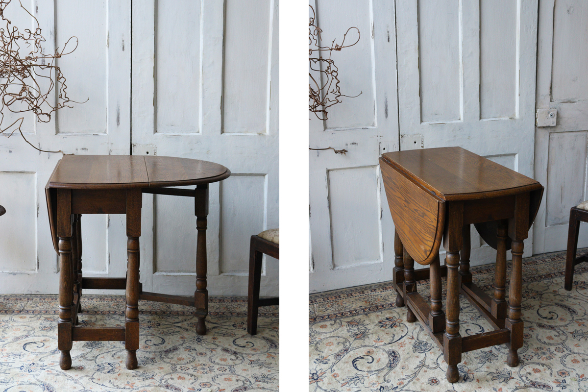 X71 イギリスの古い ゲートレッグテーブル バタフライテーブル 食卓テーブル